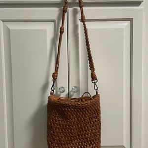 Latico Italian woven leather bucket bag purse crossbody